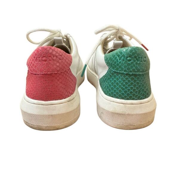Vionic Simasa Abyss White Leather Sneakers Green Pink Lizard Accent Size 7 - Picture 2 of 8
